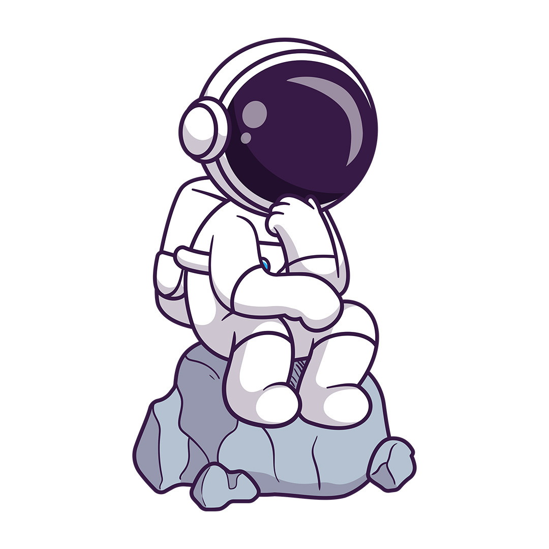 Rock thinker astronaut icon